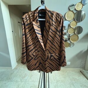 Zara Tiger Stripe Blazer in Brown and Black